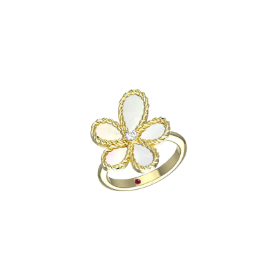 JASMINE RING YG WITH DIAM#1, MOTHER OF PEARL & RUBY S13