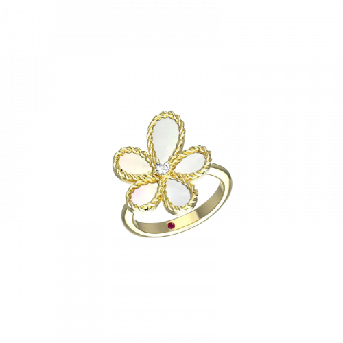 JASMINE RING YG WITH DIAM#1, MOTHER OF PEARL & RUBY S13