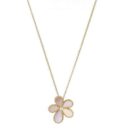 JASMINE COLLAR YG WITH DIAM#1, MOTHER OF PEARL & RUBY