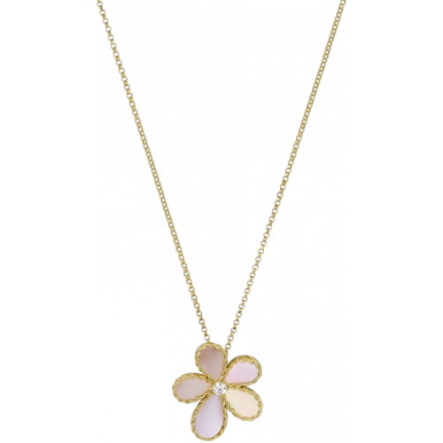 JASMINE COLLAR YG WITH DIAM#1, MOTHER OF PEARL & RUBY